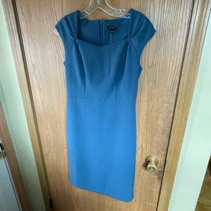 Ann Taylor Square Neck Teal Sheath Dress